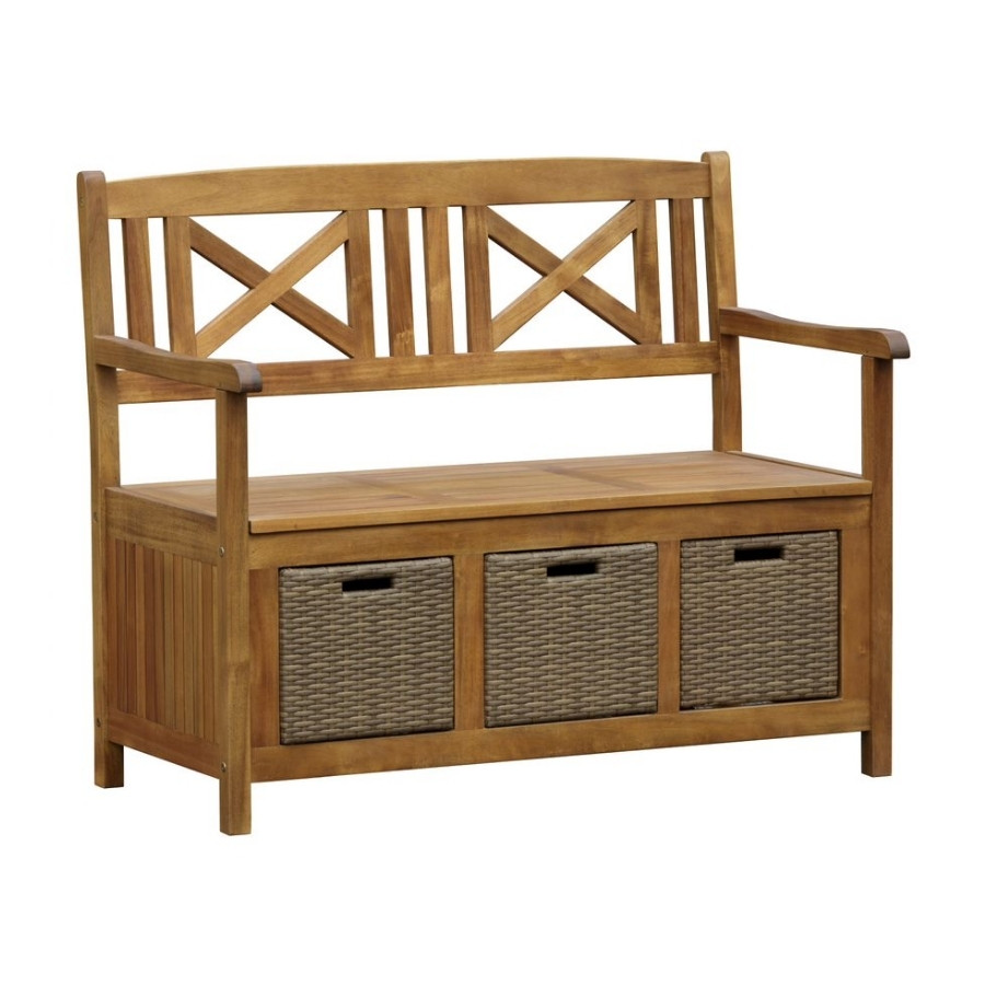 2 Seat Bench With Wicker Drawers [WV28-2B2002] THANH TAM FURNITURE